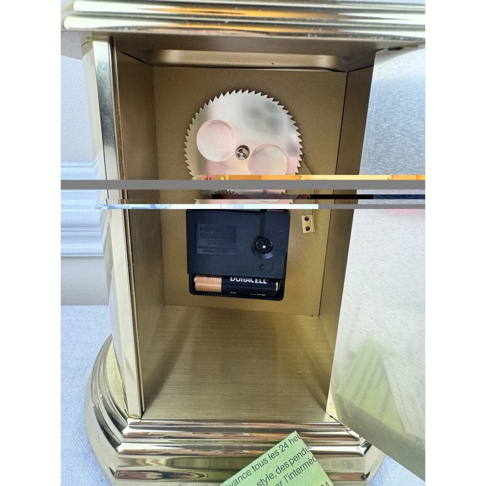 Montreux Jostens Hampshire Brass Carriage Clock Moon Phase Hermle Quartz READ